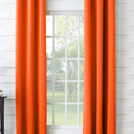 40"x63" Sun Zero Room Darkening Lazlo Grommet Curtain Panel Tangerine Orange: Modern Thermal Insulated, Energy Efficient