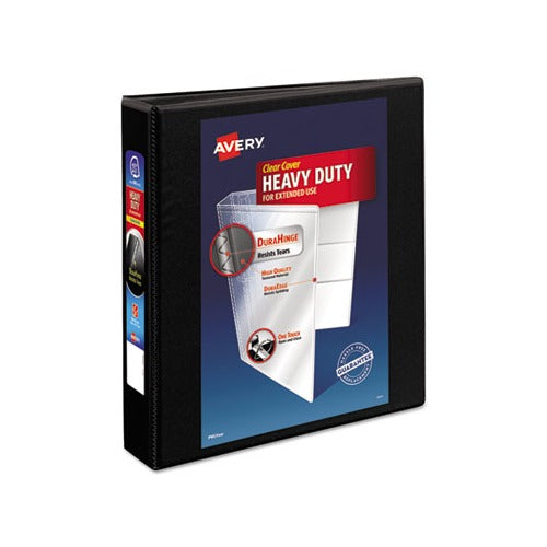 Avery Heavy-Duty View 3 Ring Binder, 1.5" One Touch Slant Rings, Holds 8.5" x 11" Paper, 1 Black Binder (05400)