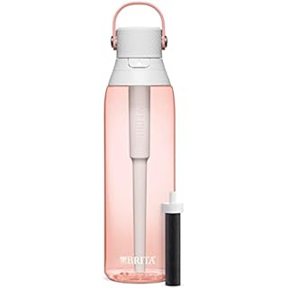 Brita Insulated Filtered Water Bottle with Straw, Reusable, Christmas Gift and Stocking Stuffer For Men and Women, BPA Free Plastic, Blush, 26 Ounce Blush