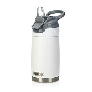 Nuby Thirsty Kids No Spill Flip-It Reflex Stainless Steel Travel Cup or Water Bottle - 10 Oz - 18+ Months - White - Back to School Essentials White