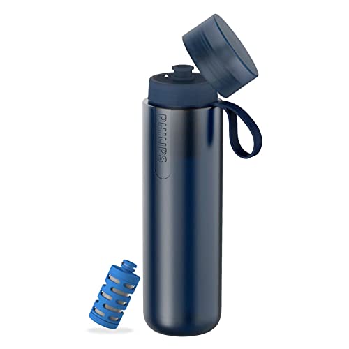 Philips GoZero Active BPA-Free Water Bottle With Fitness Filter 24oz Blue