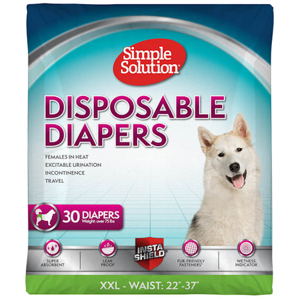 Simple Solution Dog Diapers Female, Dog Diapers, Potty Training, Super Absorbent, Breathable, Wetness Indicator for Urination, 22-37 Inch Waist, (XXL, 30ct)