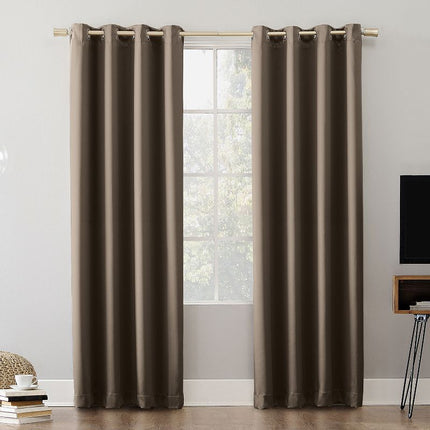 52"x108" Sun Zero 100% Blackout Oslo Theater Grade Grommet Curtain Panel Taupe: Indoor 108 Inch Solid Polyester