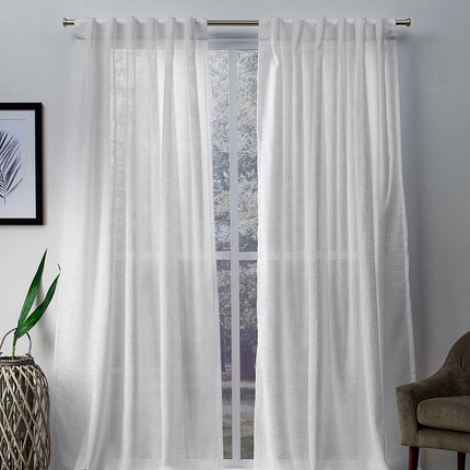 Set of 2 (96"x54") Bella Hidden Tab Top Sheer Curtain Panels: White, Mid-Century Modern, Polyester - Exclusive Home (Please be advised that sets may be missing pieces or otherwise incomplete.)