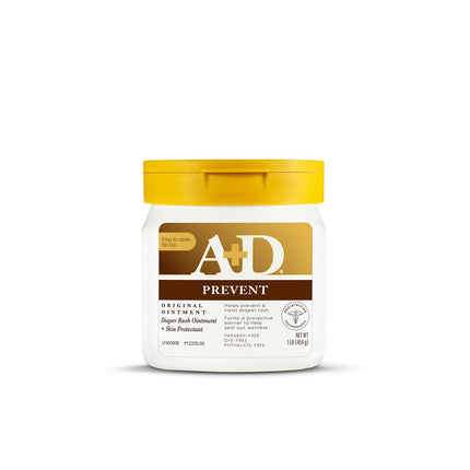 A+D Original Diaper Rash Ointment, Prevents & Protects Diaper Rash, Moisturizes & Heals Dry Skin With Vitamins A&D, 16oz Jar