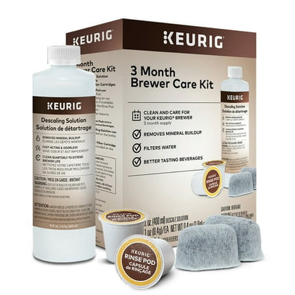 Keurig 3-Month Brewer Maintenance Kit Includes Descaling Solution, Water Filter Cartridges & Rinse Pods, Compatible Classic/1.0 & 2.0 K-Cup Coffee Makers, 7 Count 7 Count