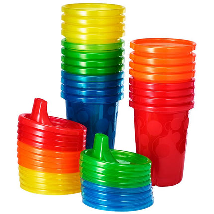 The First Years Take & Toss Spill Proof Sippy Cups - Rainbow Party Pack - Reusable Toddler Cups - Kids Cups and Snap On Lids for Ages 9 Months and Up - 20 Count Multicolor