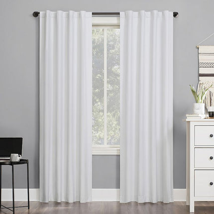 40"x84" Sun Zero 100% Blackout Cyrus Thermal Back Tab Curtain Panel White: Modern Solid Indoor Polyester