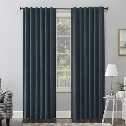 50"x84" Sun Zero 100% Blackout Amherst Velvet Noise Reducing Thermal Curtain Panel Teal: Modern Plain Weave Curtain
