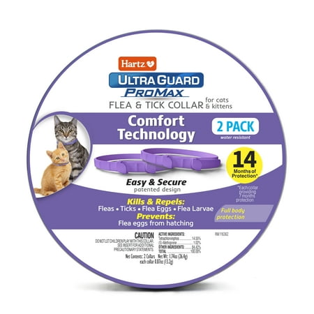 Hartz UltraGuard ProMax Flea & Tick Collar for Cats I 14 Months Protection I Soft & Comfortable | Flea & Tick Prevention I 2 Pack