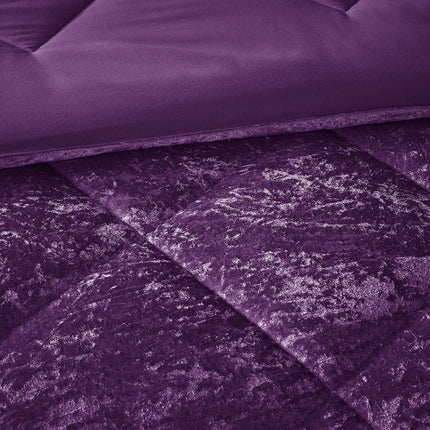 Intelligent Design Felicia Crushed Velvet Comforter Set Full/Queen Purple