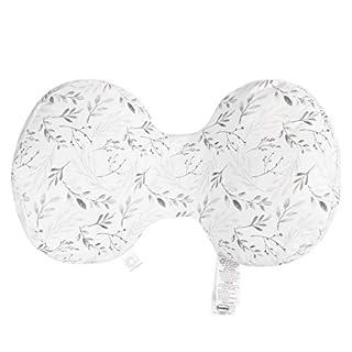 Boppy Side Sleeper Pregnancy Pillow with Removable Jersey Pillow Cover, Gray Falling Leaves, Compact Stay-Put Design with Signature Stretch Panel, Prenatal and Postnatal Positioning Gray