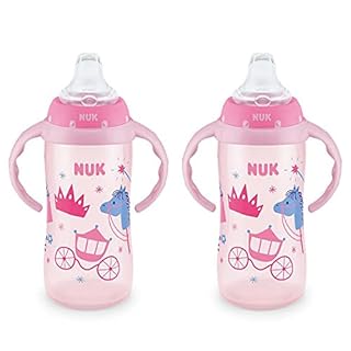NUK Learner Cup, 10 oz, 8+ Months, 2 Count – BPA Free, Spill Proof Sippy Cup Pink
