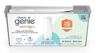 Diaper Genie Easy Roll Refill | 18 Bags Per Refill | Holds Up to 846 Newborn Diapers | Odor Control | Diaper Pail Refill Bags | Fits Diaper Genie Signature & Platinum Pails, Packaging may vary