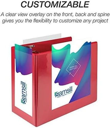 Samsill 6 Inch Durable View Binder With Locking D-Rings, Red