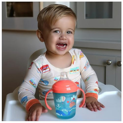 Nuby No-Spill Baby's First Soft Spout Cup 8oz 2-Pack Aqua Ocean Pink