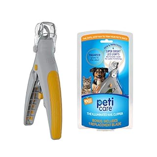 Allstar Innovations PetiCare LED Light Pet Nail Clipper- Great for Trimming Cats & Dogs Nails & Claws, 5X Magnification That Doubles as a Nail Trapper, Quick-Clip, Steel Blades