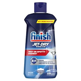 Finish Jet-Dry Dishwasher Rinse Aid, Compatible with Dishwasher Detergent, Prevents Spots & Residues, Dries, Shine & Protects, 23 oz, 225 Washes.