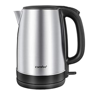 COMFEE' 1.7L Stainless Steel Electric Tea Kettle, BPA-Free Hot Water Kettle Electric with LED Light, Auto Shut-Off and Boil-Dry Protection, 1500W Fast Boil Electric Kettle Silver