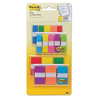 Post-it Flags Combo Pack, 4 On-The-Go Dispensers/Pack, 120 .94 in Wide and 200 .47 in Wide Flags, Assorted Colors (683-XL1)