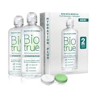 Biotrue Hydration Plus Contact Lens Solution, Multi-Purpose Solution for Soft Contact Lenses, Lens Case Included, 10 FL OZ (Pack of 2)