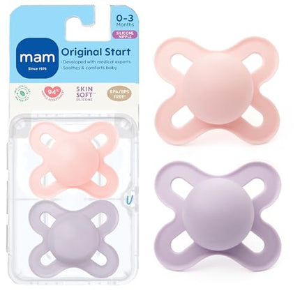 MAM Original Start Matte Baby Pacifiers 4-Pack for Newborns 0-3 Months