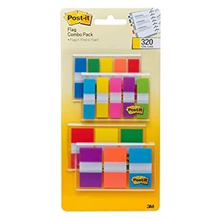 Post-it Flags Combo Pack, 4 On-The-Go Dispensers/Pack, 120 .94 in Wide and 200 .47 in Wide Flags, Assorted Colors (683-XL1)