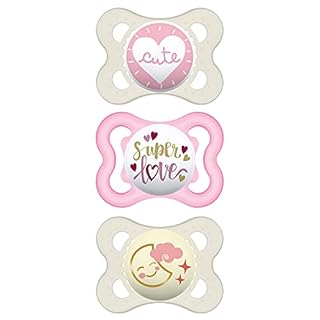 MAM Variety Pack Baby Pacifier, Includes 3 Types of Pacifiers, Nipple Shape Helps Promote Healthy Oral Development, 3 Pack, 0-6 Months, Girl