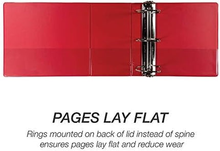 Samsill 6 Inch Durable View Binder With Locking D-Rings, Red
