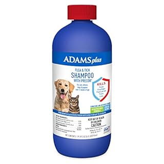 Adams Plus Flea & Tick Shampoo with Precor for Cats, Kittens, Dogs & Puppies Over 12 Weeks Of Age |Sensitive Skin Flea Treatment |Kills Adult Fleas, Flea Eggs, Ticks, and Lice |24 Oz, Pump Included