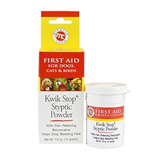 Miracle Care Kwik Stop Styptic Powder For Dogs, Cats and Birds, 0.5 Ounce, Fast Acting Blood Stop Powder with Pain Relieving Benzocaine