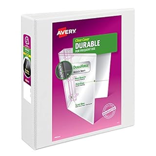 Avery Durable Clear View 3 Ring Binders, 2 Inch EZD Rings, 1 White Binder (09501)