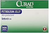 CURAD Petroleum Jelly Skin Protectant, Healing Ointment for Dry Cracked Skin, 144 Count Packets