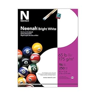 Neenah Bright White Bright White Card Stock, 96 Bright, 65 lb Cover Weight, 8.5 x 11, 250/Pack