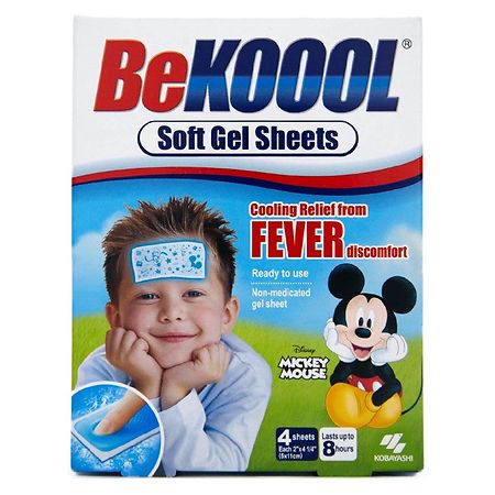 BEKOOOL Soft Gel Sheets for Kids for Cooling Relief from Fever discomfort | 4 Count
