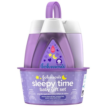 Johnson's Baby Sleepy Time Bedtime Gift Set with Relaxing NaturalCalm Aromas, Bedtime Baby Bath Shampoo, Wash & Lotion, Baby Bedtime Essentials, Hypoallergenic & Paraben-Free, 3 Items