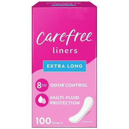Carefree Panty Liners for Women, Extra Long, Unwrapped, Unscented, 100ct | Pantiliners, Carefree, Daily for Women, Light Periods and Leaks, 8-Hour Odor Control|100ct (Packaging May Vary)