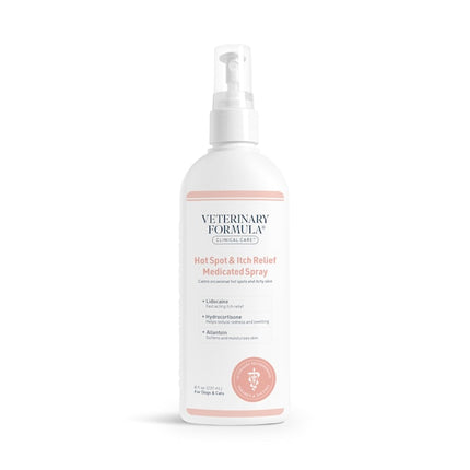 Veterinary Formula Clinical Care Hot Spot & Itch Relief Medicated Spray, 8oz – Easy to Use Spray for Dogs & Cats – Helps Alleviate Sensitive Skin, Scratching, and Licking of Coat (1 Pack)