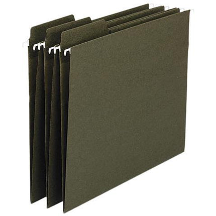 Smead 100% Recycled FasTab Hanging File Folder, 1/3-Cut Built-in Tab, Letter Size, Standard Green, 20 per Box (64037)