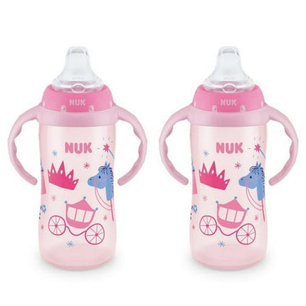 NUK Learner Cup, 10 oz, 8+ Months, 2 Count – BPA Free, Spill Proof Sippy Cup Pink