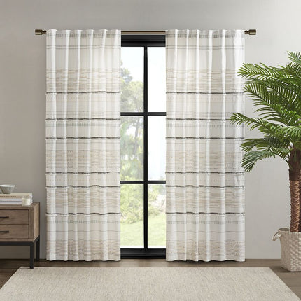 1pc 50"x84" Light Filtering Nea Printed Curtain Panel Natural - Ink+Ivy (Please be advised that sets may be missing pieces or otherwise incomplete.)