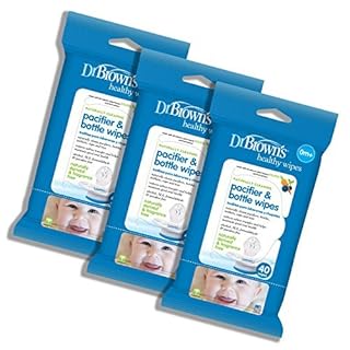 Dr. Brown's Bottle and Pacifier Healthy Wipes, Naturally Cleaning for Bottles and Baby Items, 40 Count, 3 Pack Multicolor