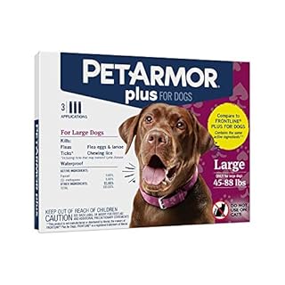 PetArmor Plus Flea and Tick Prevention for Dogs, Dog Flea and Tick Treatment, 3 Doses, Waterproof Topical, Fast Acting, Large Dogs (45-88 lbs)