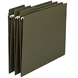 Smead 100% Recycled FasTab Hanging File Folder, 1/3-Cut Built-in Tab, Letter Size, Standard Green, 20 per Box (64037)
