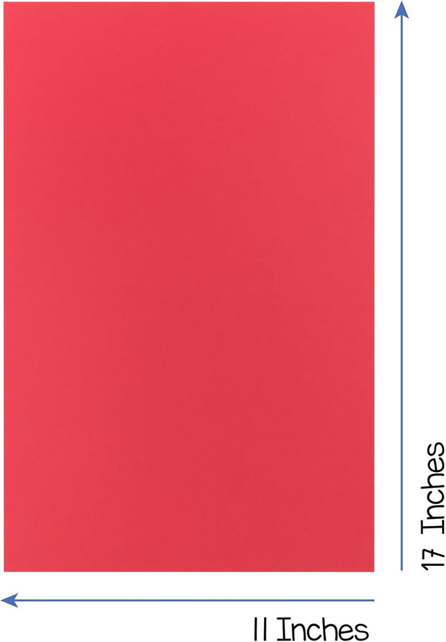 Hygloss Red 11x17 Colored Paper 24lb Ledger Fade-Resistant 90 Sheets