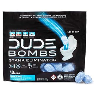 DUDE Bombs - Toilet Stank Eliminator - 1 Pack, 40 Pods - Fresh Scent 2-in-1 Stank Eliminator + Toilet Bowl Freshener - Refreshing Blend of Lavender, Cedar, Lime, and Eucalyptus