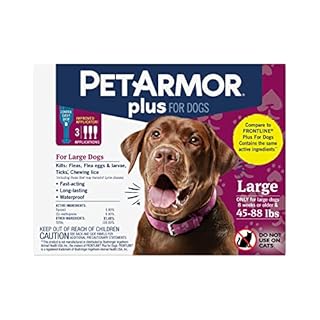 PetArmor Plus Flea and Tick Prevention for Dogs, Dog Flea and Tick Treatment, 3 Doses, Waterproof Topical, Fast Acting, Large Dogs (45-88 lbs)