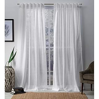 Set of 2 (96"x54") Bella Hidden Tab Top Sheer Curtain Panels: White, Mid-Century Modern, Polyester - Exclusive Home (Please be advised that sets may be missing pieces or otherwise incomplete.)