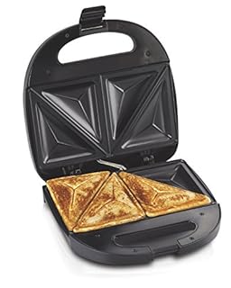 Hamilton Beach Electric Sealed Sandwich Maker Grill with PFAS-Free Nonstick Plates, Makes Stuffed French Toast, Omelets, Compact & Easy to Store, Black (25430G) Black