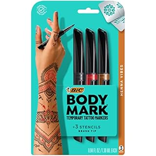 BIC BodyMark Temporary Tattoo Markers, Premium Brush Tip, Skin-Safe, Long-Lasting